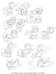 Size: 613x800 | Tagged: safe, artist:elosande, pinkie pie, fighting is magic, g4, concept art, eyes closed, sketch