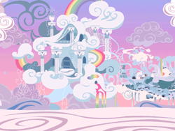 Size: 640x480 | Tagged: safe, fighting is magic, g4, background, cloud, cloudsdale, cloudy, no pony, rainbow, rainbow waterfall, scenery, sky