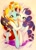 Size: 2838x3986 | Tagged: safe, artist:025aki, rarity, sassy saddles, pony, unicorn, g4, blushing, duo, female, high res, hug, lesbian, looking at you, one eye closed, rarisaddles, shipping, smiling, traditional art