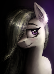 Size: 765x1037 | Tagged: safe, artist:magfen, marble pie, earth pony, pony, g4, bust, ear fluff, female, hair over one eye, mare, portrait, solo