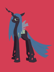 Size: 2048x2732 | Tagged: safe, artist:cyberspit, queen chrysalis, changeling, changeling queen, g4, female, high res, horn, lineless, red background, simple background, solo