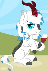 Size: 2232x3320 | Tagged: safe, artist:justinallendel3, oc, oc only, oc:justin delepaz, kirin, alcohol, glass, high res, looking at you, male, simple background, solo, stallion, wine, wine glass