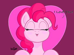 Size: 4098x3072 | Tagged: safe, artist:datzigga, pinkie pie, earth pony, pony, g4, bronybait, cute, diapinkes, eyes closed, heart, i love you, puckered lips, solo
