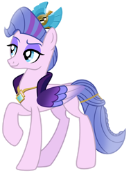 Size: 1024x1358 | Tagged: safe, artist:emeraldblast63, queen haven, pegasus, pony, g4, g5, female, g5 to g4, mare, raised hoof, simple background, smiling, smirk, solo, transparent background