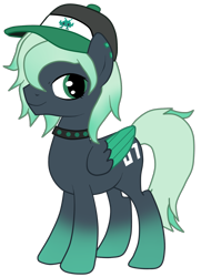 Size: 1057x1462 | Tagged: safe, oc, oc only, oc:32-bits, pegasus, pony, androgynous, base used, baseball cap, cap, choker, coat markings, colored wings, hat, multicolored mane, multicolored wings, piercing, simple background, transparent background, wings