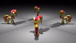 Size: 3840x2160 | Tagged: safe, artist:wissle, sunset shimmer, pony, unicorn, g4, 3d, atg 2021, blender, female, high res, mare, mirror, newbie artist training grounds, reflection, simple background, solo, walking