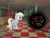 Size: 1000x750 | Tagged: safe, edit, editor:theedgyduck, derpy hooves, amoeba, pegasus, pony, g4, checkered floor, dreamcore, irl, liminal space, not salmon, photo, ponies in real life, question mark, text, wat, weird, weirdcore, worms