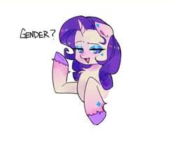 Size: 1302x1054 | Tagged: safe, artist:xxk1ttyl1tterxx, rarity, pony, unicorn, g4, chest fluff, gender, lidded eyes, no pupils, solo