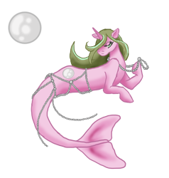 Size: 1472x1549 | Tagged: safe, artist:neighingnanny, oc, oc only, merpony, pony, seapony (g4), unicorn, eyelashes, female, fish tail, flowing mane, horn, jewelry, necklace, pearl, pearl necklace, seaponified, simple background, solo, species swap, tail, transparent background