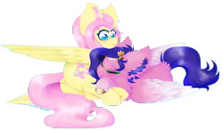 Size: 3923x2300 | Tagged: safe, artist:vanillaswirl6, fluttershy, pipp petals, pegasus, pony, g5, adorapipp, cuddling, cute, duo, eyes closed, fluffy, generation leap, high res, simple background, transparent background