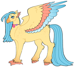 Size: 1280x1152 | Tagged: safe, artist:s0ftserve, princess skystar, classical hippogriff, hippogriff, g4, my little pony: the movie, female, freckles, headcanon, headcanon in the description, older, older skystar, simple background, solo, spread wings, story included, transparent background, wings