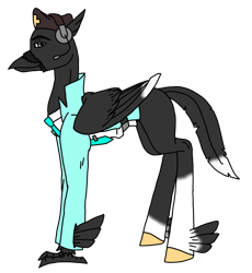 Size: 2716x2956 | Tagged: safe, artist:agdapl, hippogriff, clothes, crossover, headset, high res, hippogriffied, male, medic, medic (tf2), simple background, solo, species swap, team fortress 2, transparent background