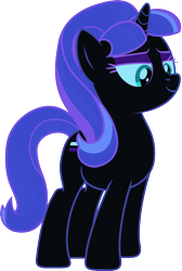 Size: 1920x2862 | Tagged: safe, artist:confrank01, edit, vector edit, nightmare moon, starlight glimmer, pony, unicorn, ponyar fusion, g4, female, fusion, high res, lidded eyes, mare, palette swap, recolor, s5 starlight, simple background, smiling, smirk, solo, starlight moon, transparent background, vector