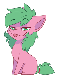 Size: 768x1042 | Tagged: safe, alternate character, alternate version, artist:arctic-fox, oc, oc only, oc:pine berry, earth pony, pony, chibi, simple background, solo, tongue out, transparent background