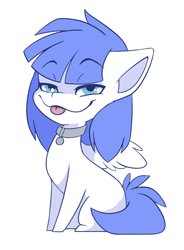 Size: 796x1081 | Tagged: safe, alternate character, alternate version, artist:arctic-fox, oc, oc only, oc:snow pup, pegasus, pony, chibi, collar, simple background, solo, tongue out, transparent background