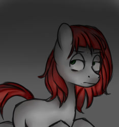 Size: 1024x1093 | Tagged: safe, artist:ranillopa, oc, oc only, earth pony, pony, bedroom eyes, depressed, digital art, female, hooves, mare, sad, simple background, solo, tail