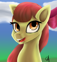 Size: 1600x1750 | Tagged: safe, artist:guatergau5, apple bloom, earth pony, pony, g4, bust, female, filly, portrait, solo