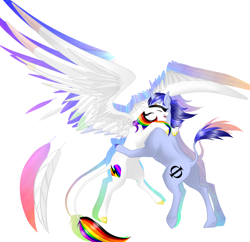 Size: 2362x2291 | Tagged: safe, artist:schokocream, oc, oc only, oc:aeon of dreams, oc:lightning bliss, alicorn, pony, alicorn oc, female, high res, horn, hug, leonine tail, mare, simple background, white background, wings