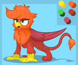 Size: 3000x2500 | Tagged: safe, artist:pizzamovies, oc, oc only, oc:robinwood, griffon, annoyed, female, griffon oc, high res, open mouth, reference sheet, simple background, solo