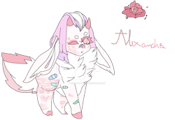 Size: 1024x705 | Tagged: safe, artist:noitosghost, oc, oc only, dragon, hybrid, chest fluff, dragon oc, female, floppy ears, one eye closed, simple background, solo, transparent background, wink