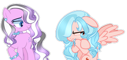 Size: 3956x1884 | Tagged: safe, artist:kiwifroggy0, cozy glow, diamond tiara, earth pony, pegasus, pony, g4, a better ending for cozy, base used, crossed arms, duo, duo female, female, frown, high res, mare, older, older cozy glow, older diamond tiara, simple background, smiling, transparent background