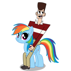Size: 768x768 | Tagged: safe, rainbow dash, human, pegasus, pony, g4, clone high, crossover, female, john f. kennedy, male, mare, simple background, transparent background