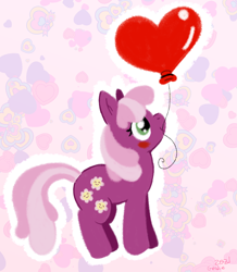 Size: 824x945 | Tagged: safe, artist:therainbowtroll, cheerilee, earth pony, pony, g4, balloon, blushing, cute, heart, heart balloon, hearts and hooves day, mouth hold, solo