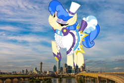 Size: 2700x1800 | Tagged: safe, artist:dashiesparkle, artist:thegiantponyfan, sapphire shores, earth pony, pony, g4, dallas, female, giant pony, giant/macro earth pony, giantess, high res, highrise ponies, irl, macro, mare, mega giant, photo, ponies in real life, texas