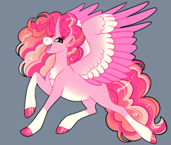 Size: 2600x2200 | Tagged: safe, artist:loryska, oc, oc only, alicorn, pony, colored wings, female, high res, magical lesbian spawn, mare, multicolored wings, offspring, parent:pinkie pie, parent:princess cadance, simple background, solo, wings