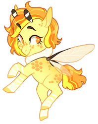 Size: 450x568 | Tagged: safe, artist:lavvythejackalope, oc, oc only, bee pony, original species, pony, eyelashes, female, freckles, mare, simple background, smiling, solo, transparent background