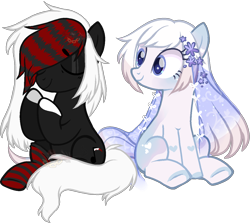 Size: 1300x1161 | Tagged: safe, artist:lavvythejackalope, oc, oc only, earth pony, pony, base used, collaboration, duo, earth pony oc, ethereal mane, eyelashes, eyes closed, female, male, mare, simple background, smiling, stallion, starry mane, transparent background