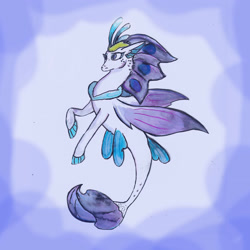 Size: 2449x2449 | Tagged: safe, artist:savzo, queen novo, seapony (g4), g4, my little pony: the movie, collar, crown, dorsal fin, female, fin wings, fins, fish tail, flowing tail, high res, jewelry, purple eyes, purple mane, purple wings, regalia, solo, tail, wings