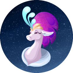 Size: 626x626 | Tagged: safe, artist:bunny-master, queen novo, seapony (g4), g4, my little pony: the movie, bubble, bust, collar, crown, eyelashes, female, glowing, jewelry, purple mane, regalia, simple background, smiling, solo