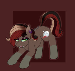 Size: 2000x1900 | Tagged: safe, artist:bluemoon, oc, oc only, oc:rum rig, bat pony, pony, fallout equestria, ear piercing, ear tufts, earring, fangs, freckles, jewelry, piercing, solo, wingless