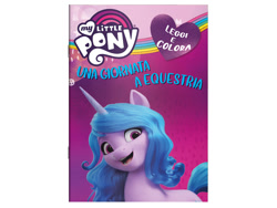 Size: 1200x900 | Tagged: safe, izzy moonbow, pony, unicorn, g5, my little pony: a new generation, official, book, book cover, cover, female, heart, italian, mare, my little pony logo, solo