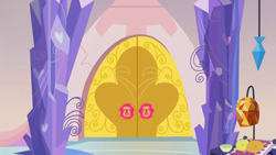 Size: 1280x720 | Tagged: safe, screencap, g4, games ponies play, season 3, background, crystal empire, door, liminal space, no pony, scenic ponyville, spa