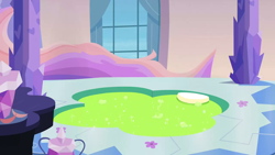 Size: 1280x720 | Tagged: safe, screencap, g4, games ponies play, background, crystal empire, jar, liminal space, no pony, scenic ponyville, spa, swimming pool, window