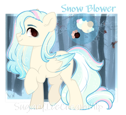 Size: 1280x1173 | Tagged: safe, artist:sugaryicecreammlp, oc, oc only, oc:snow blower, pegasus, pony, adopted offspring, color palette, male, offspring, parent:big macintosh, parent:fluttershy, parents:fluttermac, solo, stallion