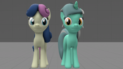 Size: 1280x720 | Tagged: safe, artist:topsangtheman, bon bon, lyra heartstrings, sweetie drops, earth pony, pony, unicorn, g4, 3d, duo, duo female, female, looking at you, mare, source filmmaker
