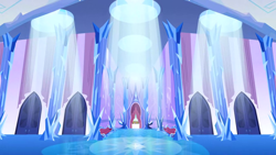 Size: 1280x720 | Tagged: safe, screencap, g4, games ponies play, background, crystal castle, crystal empire, door, hall, liminal space, no pony, scenic ponyville