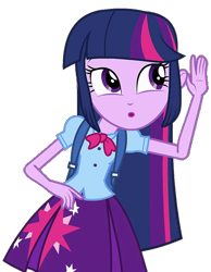 Size: 777x999 | Tagged: safe, artist:ftvs-cm45, edit, edited screencap, screencap, twilight sparkle, alicorn, human, equestria girls, g4, :o, arms, background removed, backpack, blouse, bowtie, bust, clothes, female, fingers, hand, hearing, long hair, not a vector, o, o mouth, open mouth, puffy sleeves, simple background, skirt, solo, standing, teenager, transparent background, twilight sparkle (alicorn)