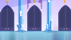 Size: 1280x720 | Tagged: safe, screencap, g4, games ponies play, background, crystal castle, crystal empire, door, liminal space, no pony, scenic ponyville