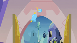 Size: 1280x720 | Tagged: safe, screencap, g4, games ponies play, background, bell, crystal empire, door, no pony, scenic ponyville, spa