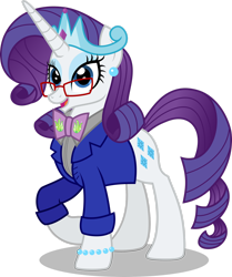 Size: 1920x2300 | Tagged: safe, artist:aleximusprime, artist:n0kkun, rarity, pony, unicorn, flurry heart's story, g4, beads, bowtie, bowties are cool, bracelet, clothes, crown, ear piercing, fashion, glasses, implied shipping, implied sparity, implied straight, jacket, jewelry, older, older rarity, piercing, raises hoof, regalia, simple background, solo, suit, tiara, transparent background, vector