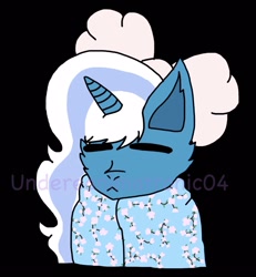 Size: 1155x1250 | Tagged: safe, artist:undereanimatronic04, oc, oc:fleurbelle, blanket, bow, crack shipping, eyes closed, female, hair bow, mare, shipping, watermark