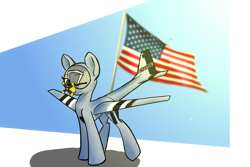 Size: 3000x2000 | Tagged: safe, artist:wandering nate, oc, oc only, original species, plane pony, pony, american flag, high res, one eye closed, p-51, p-51 mustang, plane, propeller, simple background, solo, wink