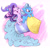 Size: 2488x2410 | Tagged: safe, artist:midnightpremiere, starlight glimmer, trixie, pony, unicorn, g4, 2018, accessory swap, cape, clothes, cute, diatrixes, duo, duo female, female, glimmerbetes, guardians of harmony, hat, high res, horn, mare, one eye closed, open mouth, open smile, rocket, signature, simple background, smiling, smirk, smoke, toy, toy interpretation, trixie's cape, trixie's hat, trixie's rocket, white background
