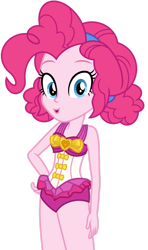 Size: 1024x1727 | Tagged: safe, artist:emeraldblast63, pinkie pie, human, equestria girls, equestria girls specials, g4, my little pony equestria girls: better together, my little pony equestria girls: forgotten friendship, :o, alternate hairstyle, clothes, female, o, o mouth, one-piece swimsuit, open mouth, pinkie pie swimsuit, simple background, sleeveless, solo, swimsuit, transparent background, vector