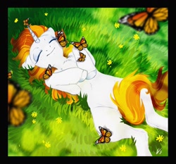 Size: 2230x2081 | Tagged: safe, artist:opalacorn, oc, oc only, butterfly, pony, unicorn, high res, solo