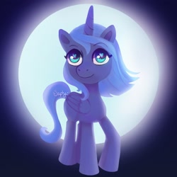Size: 3300x3300 | Tagged: safe, artist:saphypone, princess luna, alicorn, pony, female, filly, filly luna, heart eyes, high res, moon, s1 luna, solo, wingding eyes, woona, younger